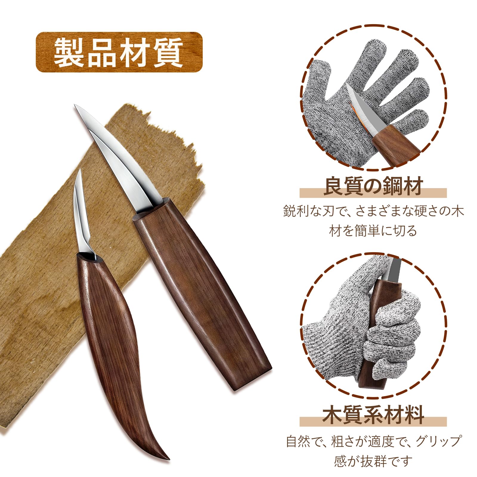 Amazon.co.jp: kasanidika 木彫りキット【5本組】カービングナイフ