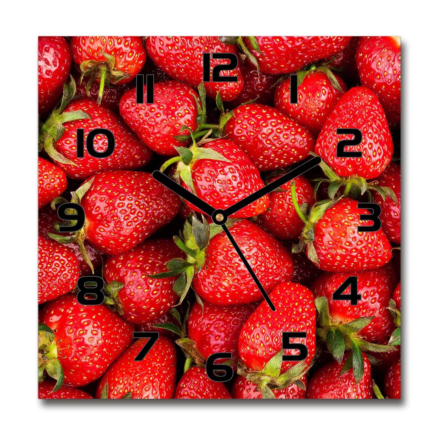 Horloge en Verre sans Tic-Tac Tulup Fraises 60x60cm Résistante