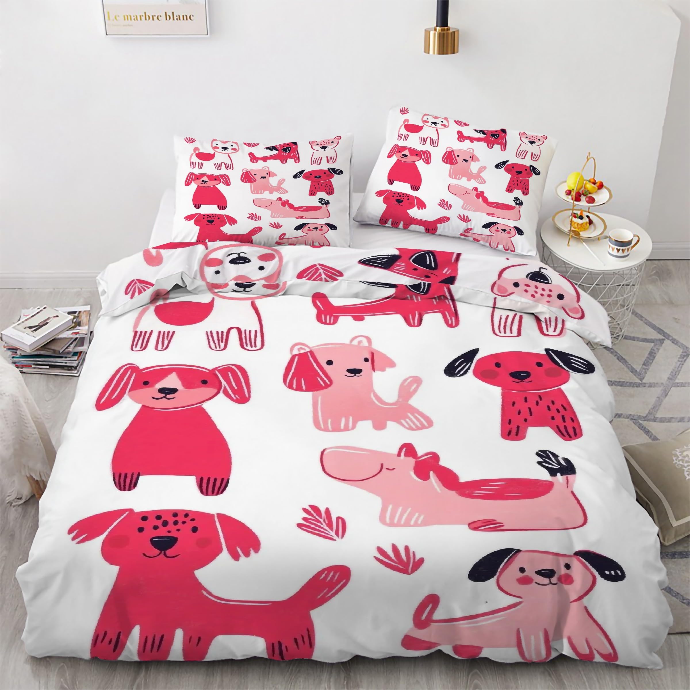 Housse de couette chiot 90x190 parure de lit 3 pièces idée cadeau anniversaire enfant