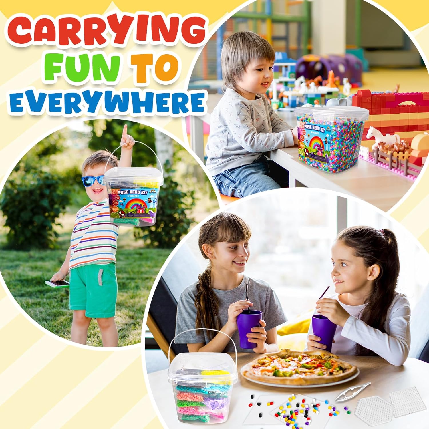 FUNZBO 23000+ 5mm Fuse Beads Kit - 23 Colors Refill Set with 3 Pegboards and 6 Patterns, Beads Crafts for Kids, Arts and Crafts Project, Toys Gifts for Girls and Boys Aged 5+ Years Old Gifts - Image 7