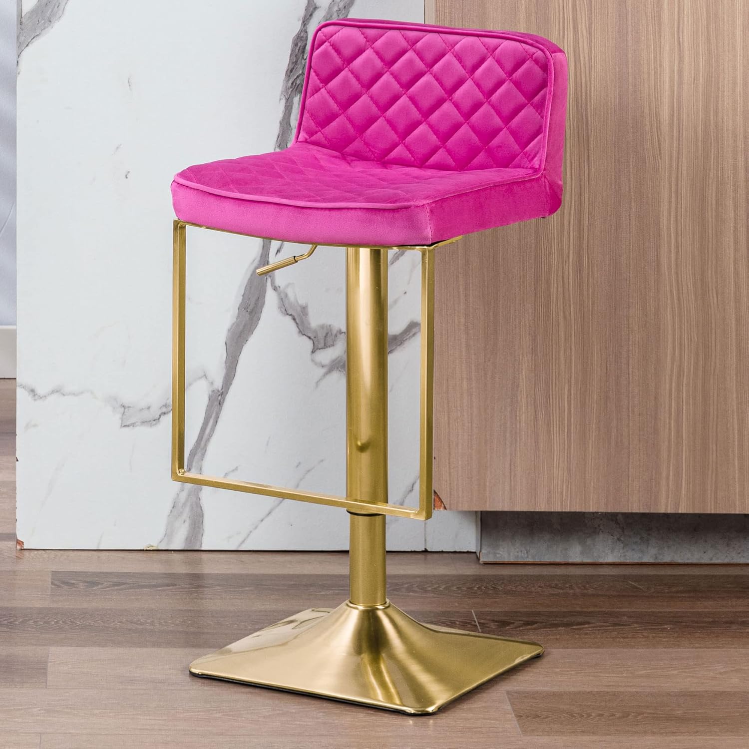 Villeston Velvet Bar Stools, Adjustable Swivel Counter