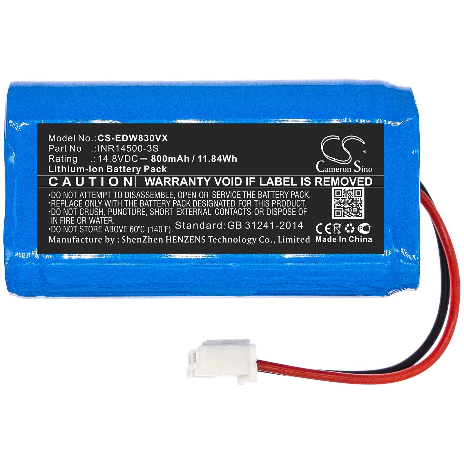 DRAWBELL Battery for E'covacs W830,W830-RD,W850,W930, W950,W830S,W855,W836,fit Part NO:INR14500-3S (800mAh)