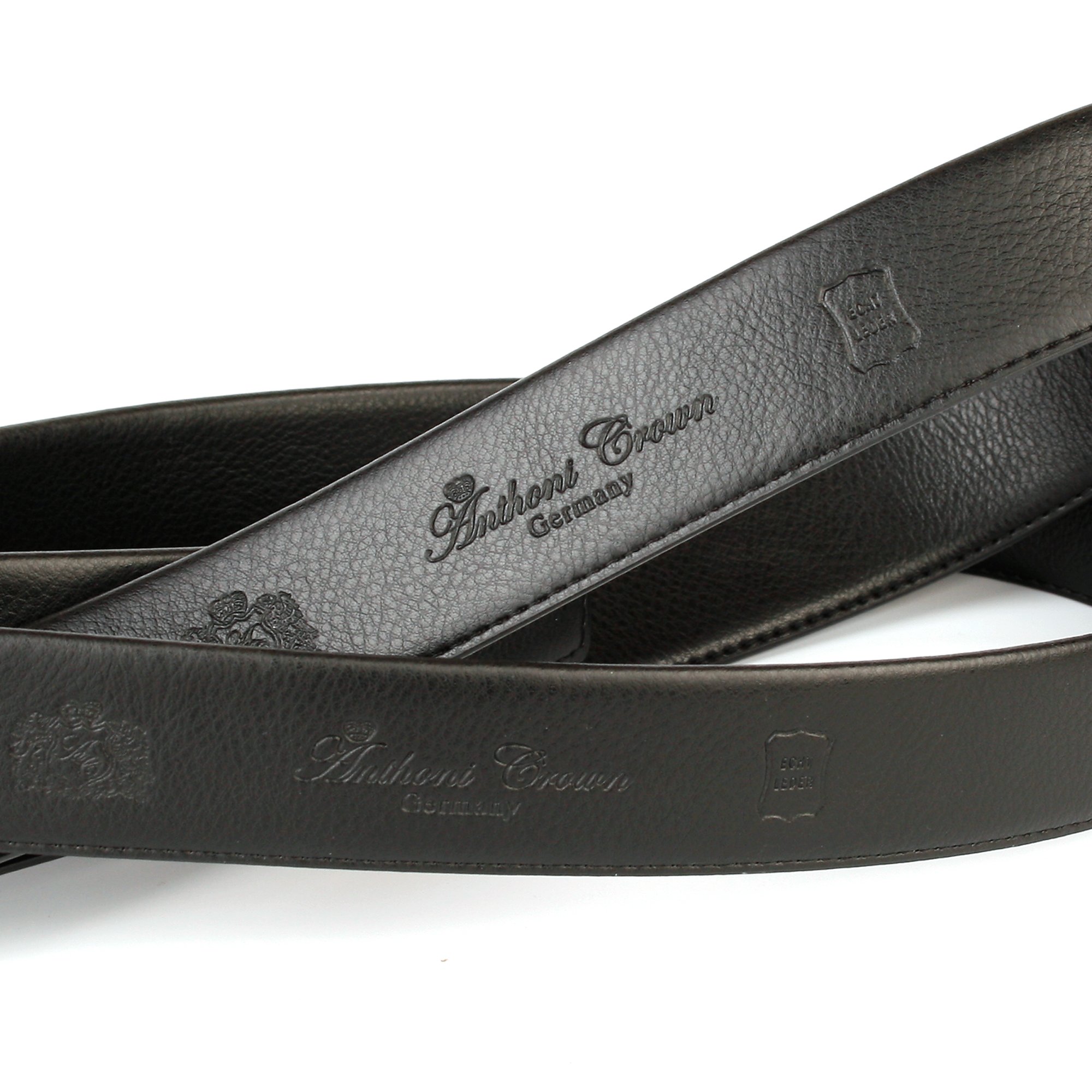 Anthoni Crown Leather Men`s Belt Black Carbon 36