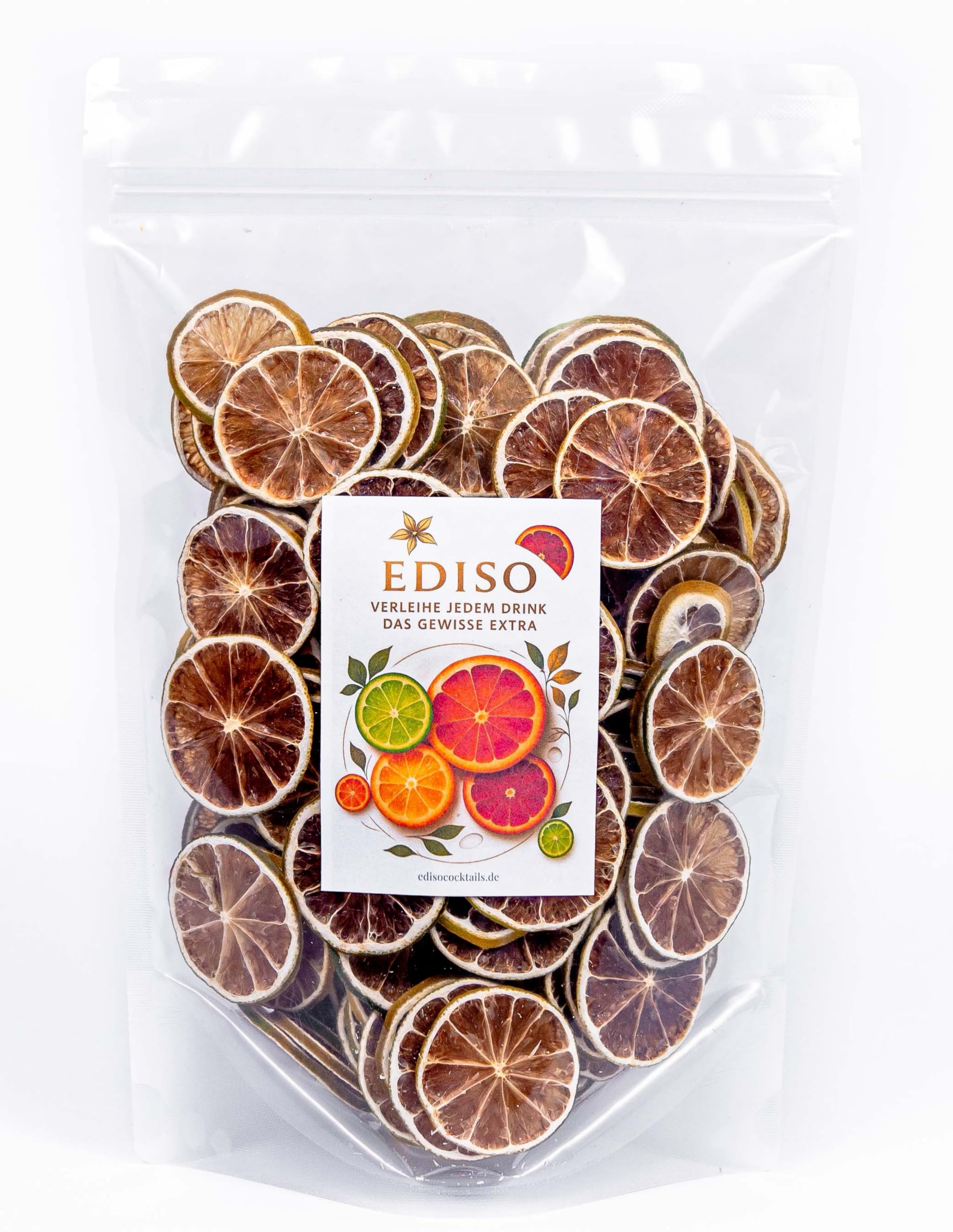 EDISO Cocktail Garnish Box 4x100g – Getrocknete Zitrusfrüchte mit Orange, Blutorange, Zitrone & Limette – Premium Cocktail Deko für Gin Tonic, Spritz, Cocktails & Bar Zubehör – 400g