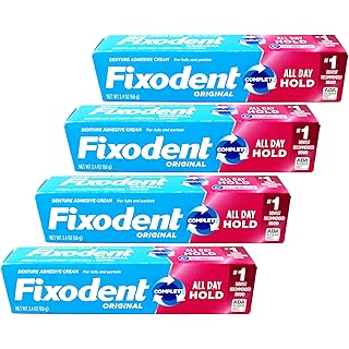 Fixodent Denture Adhesive Cream 4 Count, 2.4 Ounce Each
