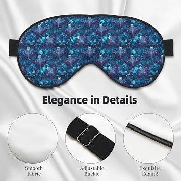 Eye Masks for Sleep Double-Sided – Fantasy Blue Manta Print Adjustable Blackout Sleep Mask for Women and Men, Comfortable Eye Covers for Sleeping, Travel
