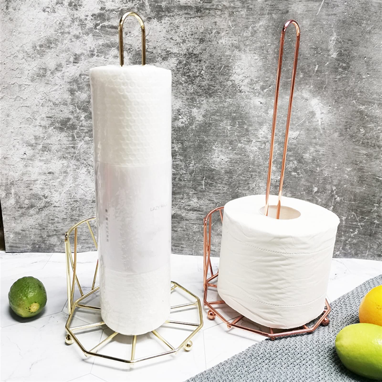 Küchenrollenhalter Edelstahl Küchenrolle Papier Handtuchhalter Badezimmer Tissue Stand Aufbewahrungsregal Esstisch Vertikale Servietten Rack Papierhandtuchhalter (Color : Golden)