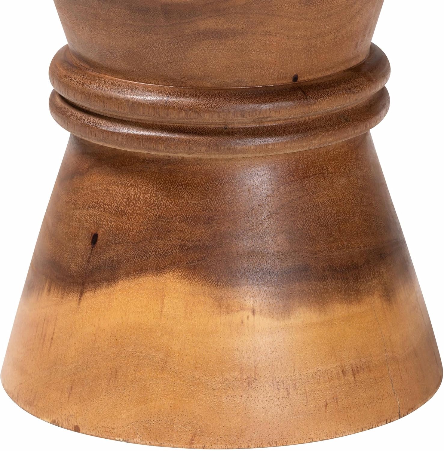 Bali & pari Samira Solid Suar Wood Side Table - Handcrafted Sculptural End Table with Hourglass Design, Modern Boho Style for Living Room or Bedroom