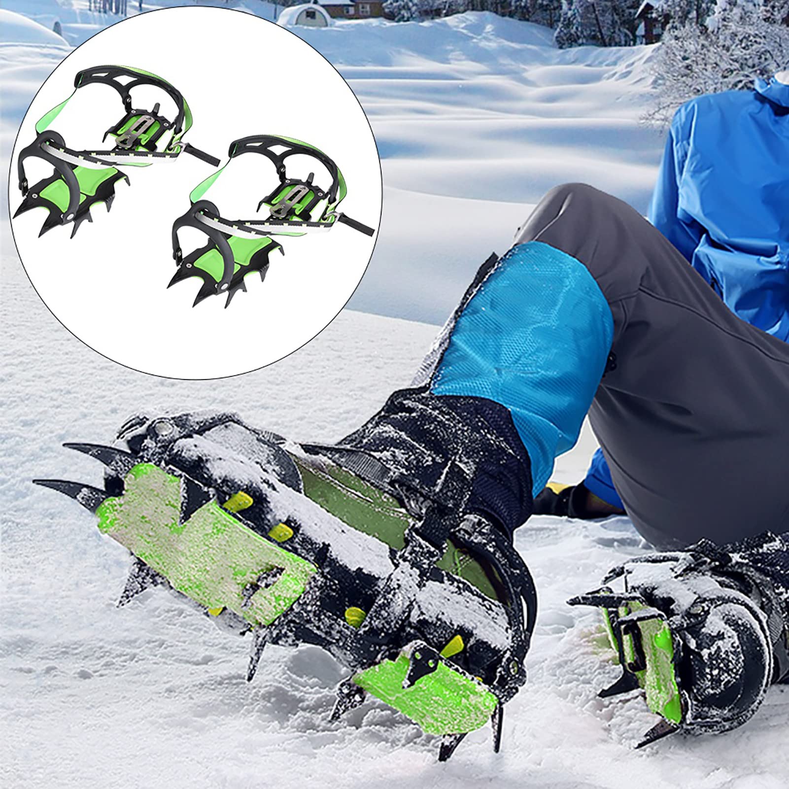 HERCHR Crampons De Traction sur Glace, 1 Paire De Crampons à 14 Dents pour Chaussures à Pointes Antidérapantes en Acier Inoxydable pour la Randonnée, l'escalade, L'alpinisme