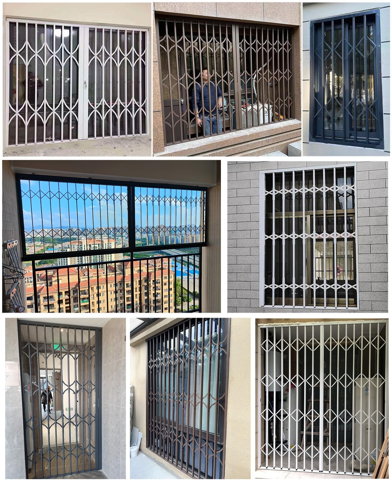 Rejas para Ventanas Exteriores House Home Barras de Seguridad para Ventanas Plegables, Puertas correderas concertinas universales antirrobo y Ventanas correderas(90x80cm/35x31'')