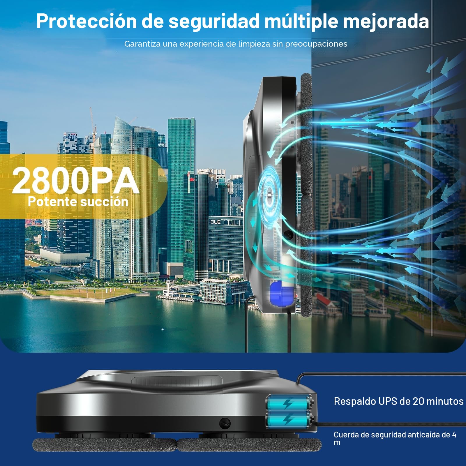 Robot Limpiacristales Inteligente Doble Spray, IA y App