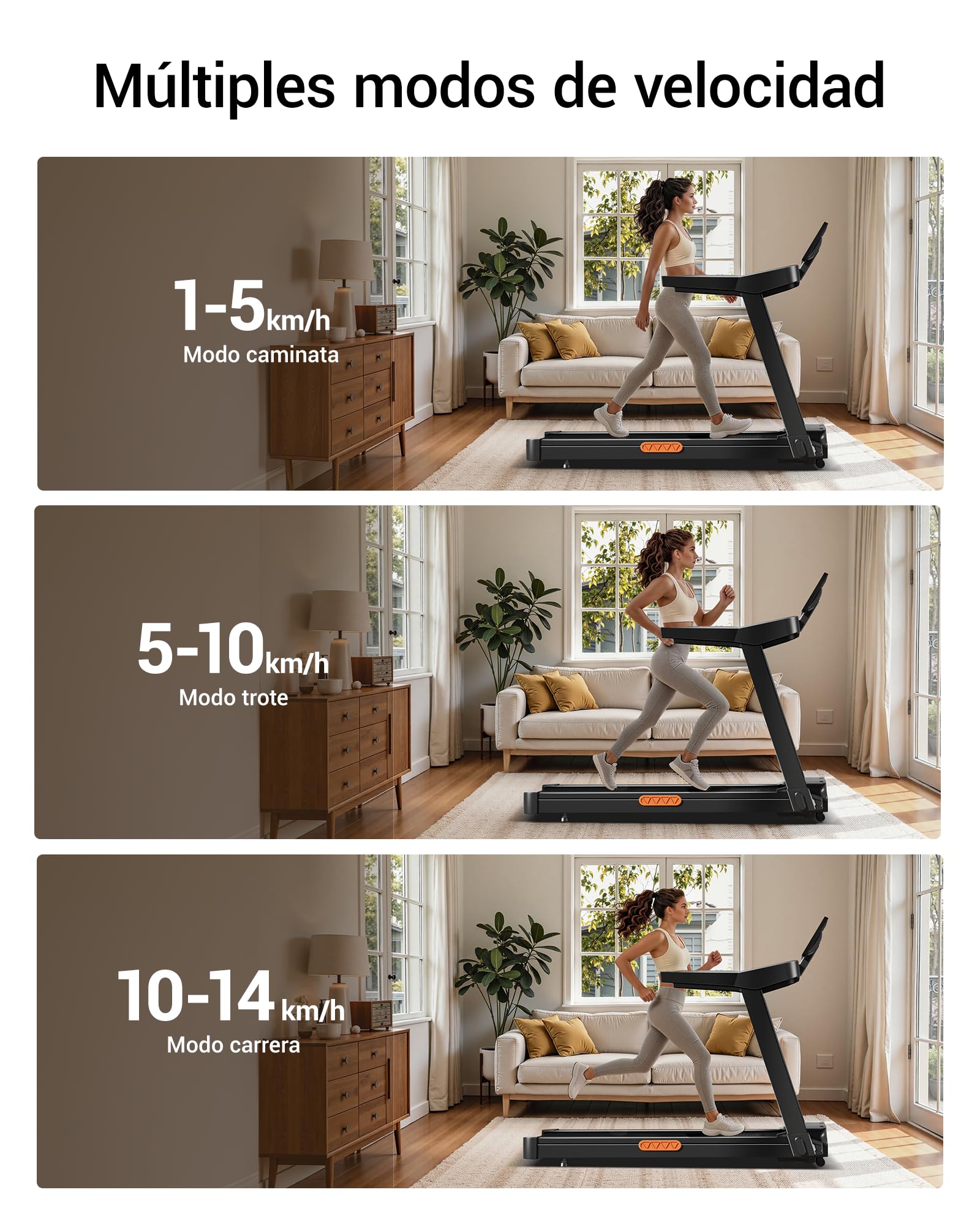 UMAY Cinta de Correr Plegable con Inclinación Automática 20%, 14 KM/H Caminadora Eléctrica con Consola Ajustable en 4 Niveles, 3,5 CV Cinta de Andar con Pantalla LED, hogar y la Oficina 180KG