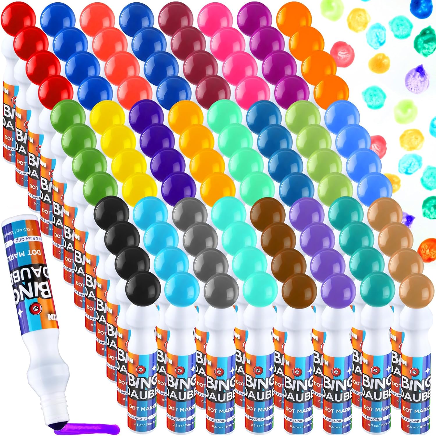 Crtiin 96 Pack Bingo Daubers Bulk, 24 Colors Mini Dot Markers Bingo Supplies, Dot Paint Markers Set for Art and Crafts Painting Supplies Christmas Drawing Coloring
