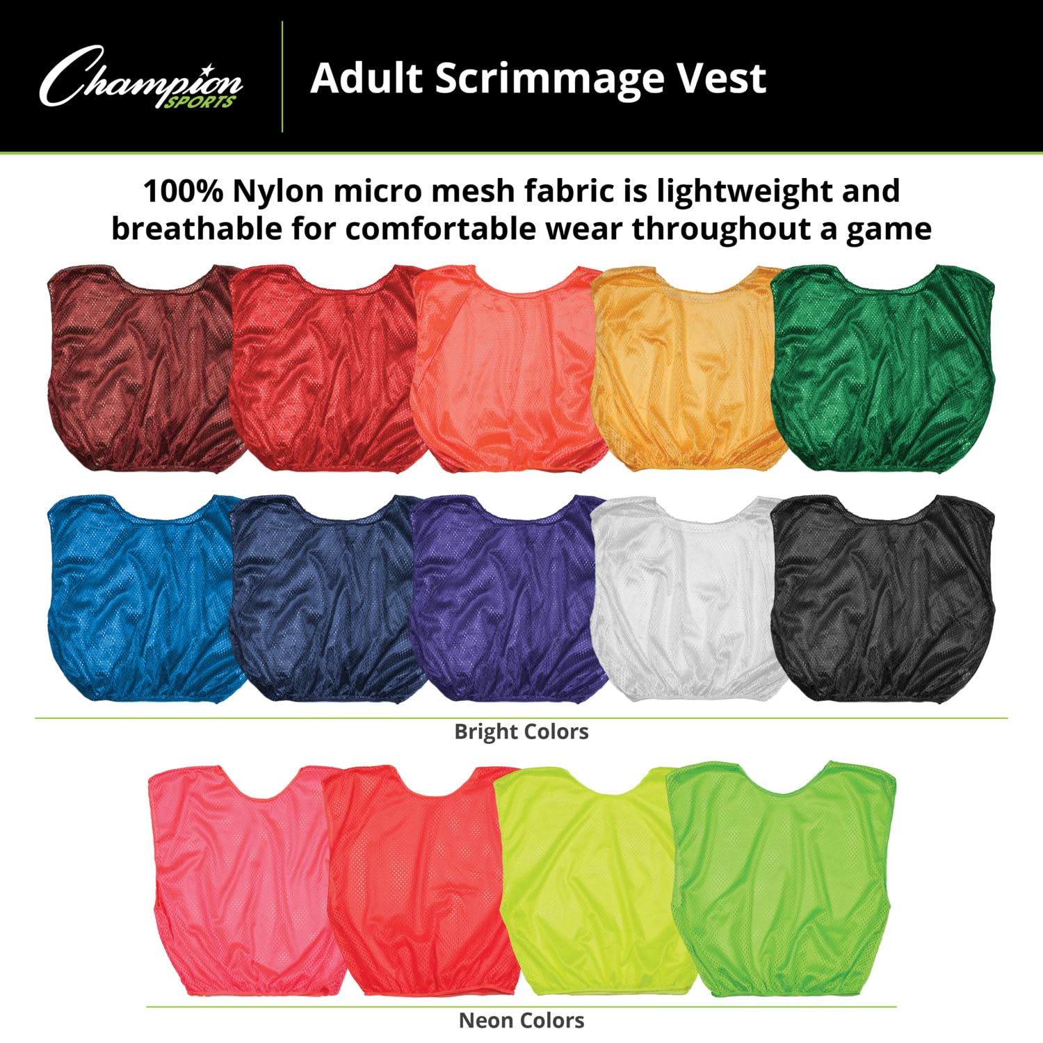 Champion Sports Siateczkowa kamizelka treningowa Scrimmage i rozmiary (12 sztuk)