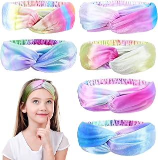 Waydress 6 Pieces Spa Headbands Soft Tie Dye Elastic Adjustable Rainbow Headbands Non Slip Turban Headwraps Hair Accessories Spa Sleepover Party Supplies(Iridescent Color)