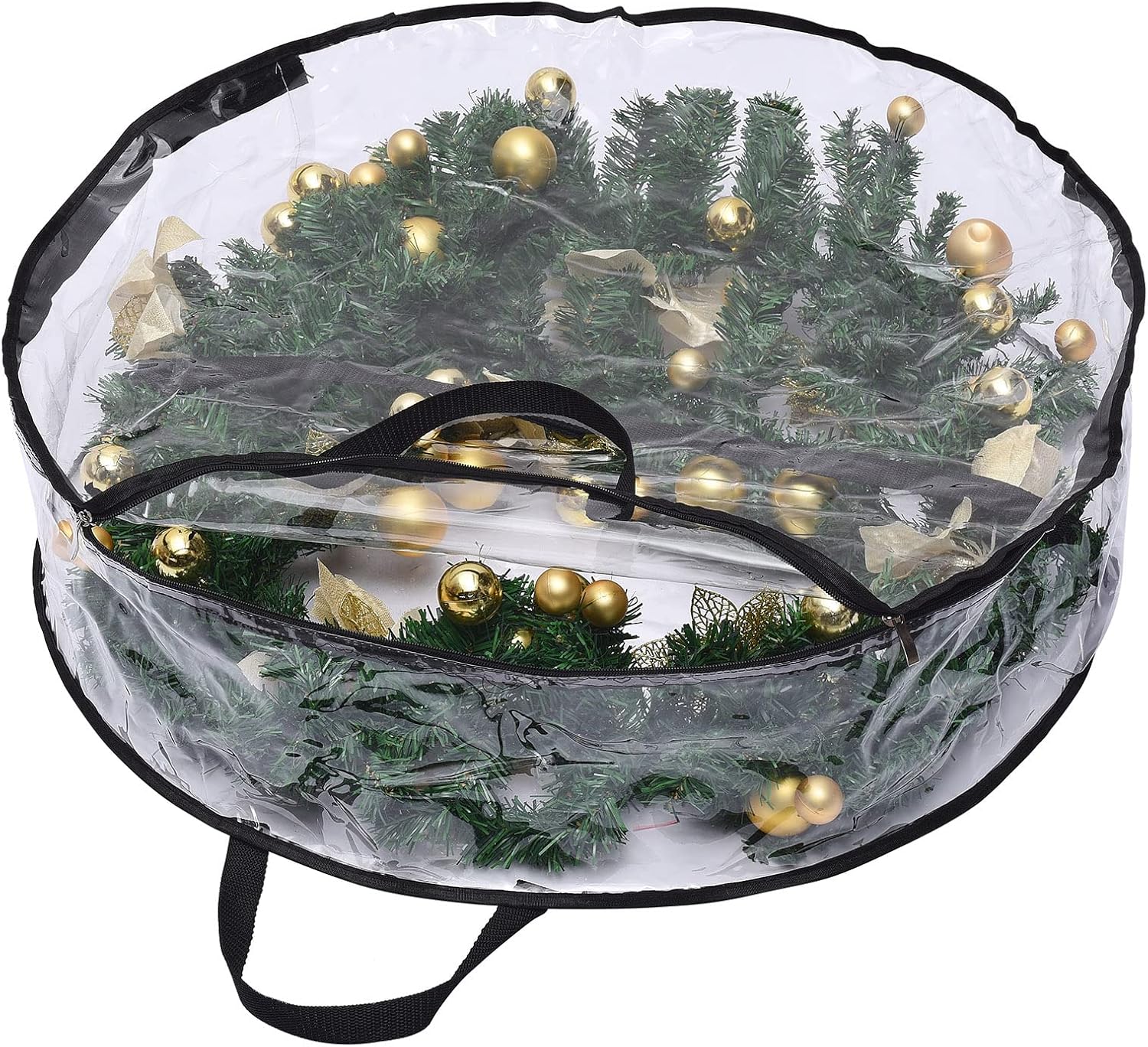 Large Capacity Christmas Wreath Storage Bag 30 Inch Translucent Dual Zippered PVC Container for Artificial Wreaths Easy to Carry (GenericIJHuZ-35)