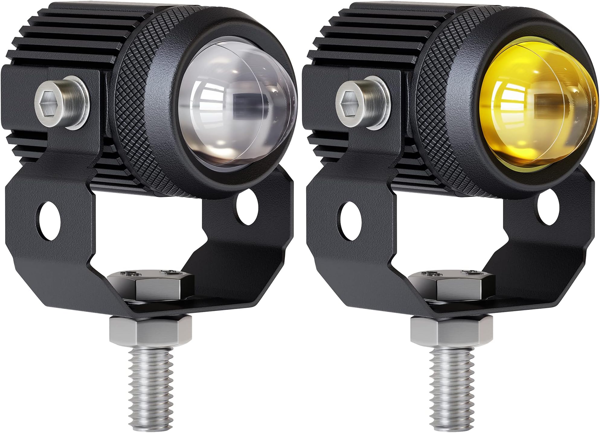 Zmoon Motorcycle LED Driving Fog Lights 60W White and Amber LED Pods Projector Lights 1.3" Aux Spotlight, Compatible with Tractor Truck ATV UTV SUV Boat etc. (2 pack)