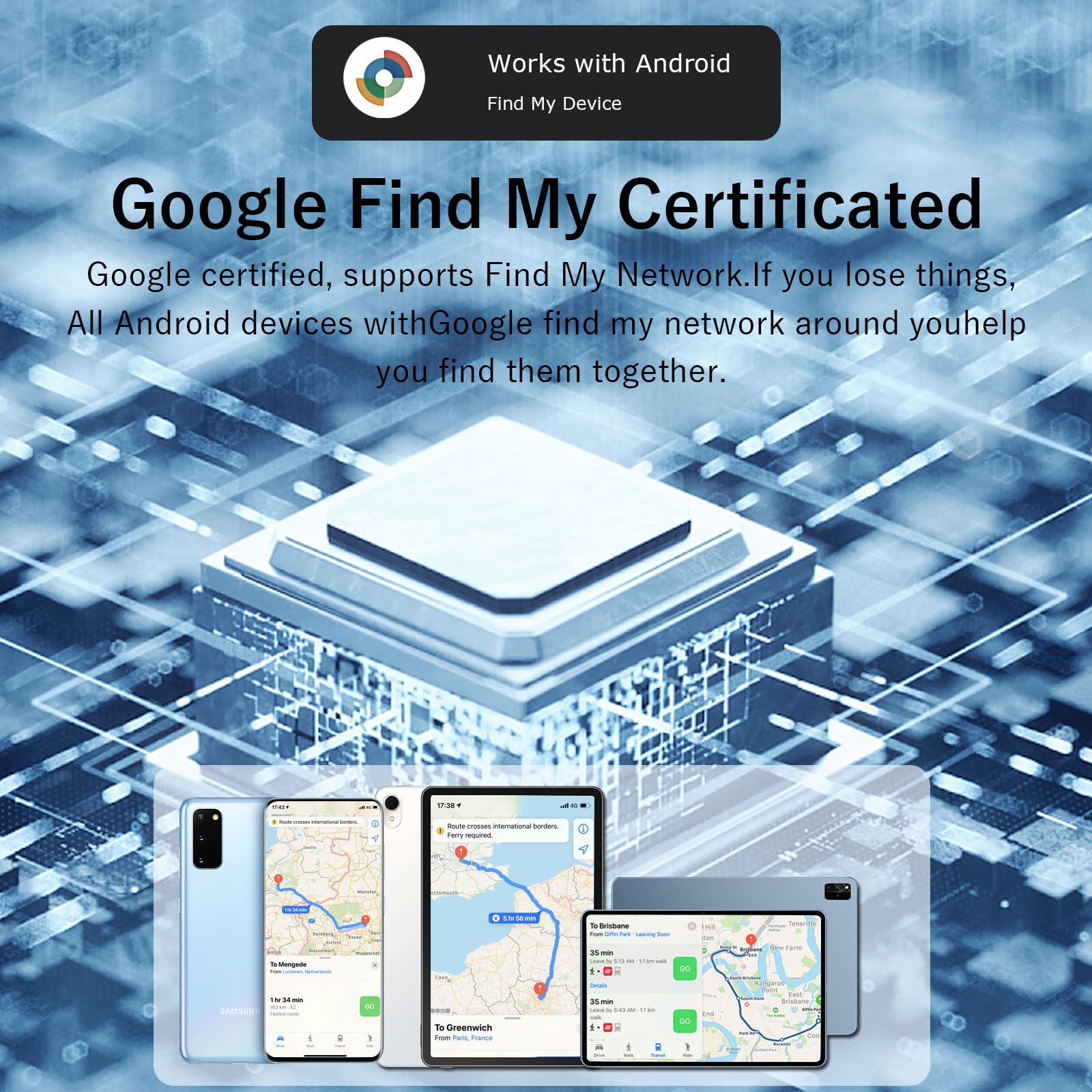 Bluetooth Tracker for Android, Google Certified Key Finder/Luggage Tracker/Item Locator Compatible with Google Find My Device App, Smart Tracking Tag for Keys, Suitcase, Backpack, Wallet(Black+White)