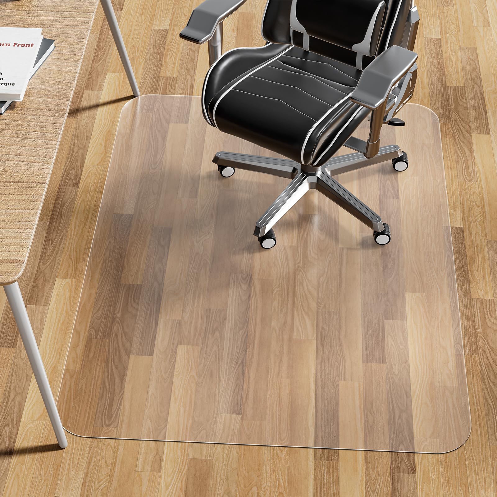 WASJOYE Office Chair Mat for Hard Floor, 90x120cm Floor Protector 36”x48“, Gaming Chair Mat Large PVC Transparent Desk ChairMat for Home Office Study