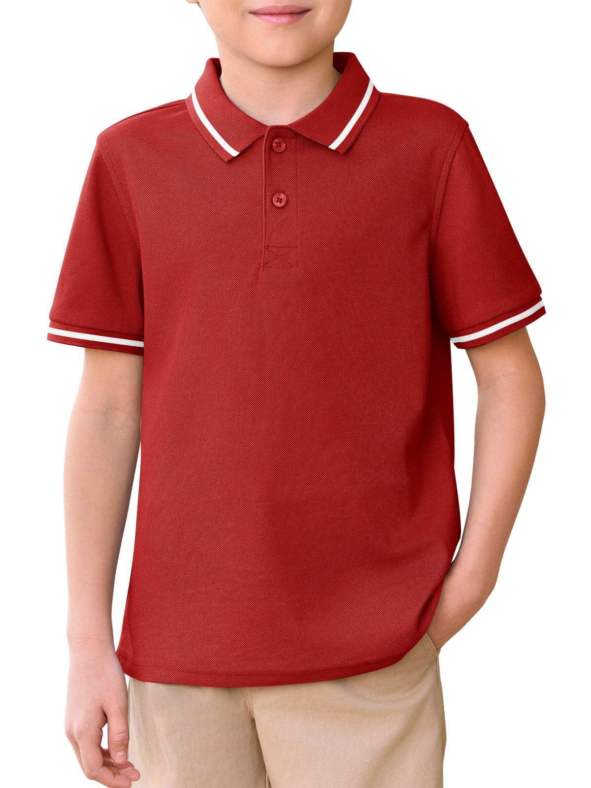 Haloumoning Polo a maniche corte per bambini e ragazzi, uniforme scolastica, in piqué, 5-14 anni