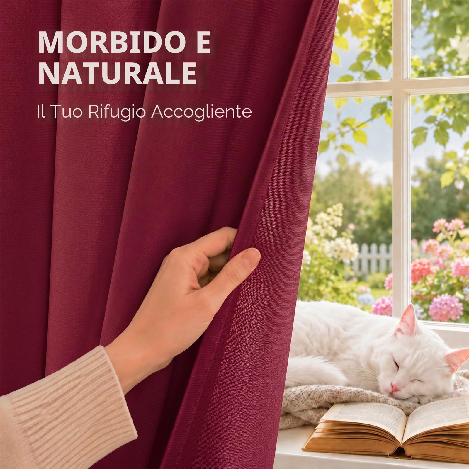 Ystyle Tende Oscuranti 100% per Interni 2 Pezzi, 140×300 CM, Borgogna | Tenda Termica Isolante Freddo e Caldo, Antifreddo Tende con Anelli Effetto Velluto, per Soggiorno Moderne Camera da Letto