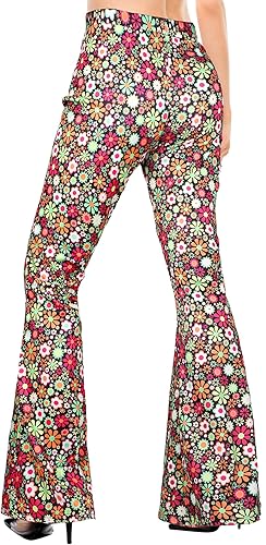 Miniatura 4 de SATINIOR Accesorios de disfraz hippie de los años 70 para mujer, pantalones bohemios, acampanados, collar de la paz para Halloween, carnaval, fiesta