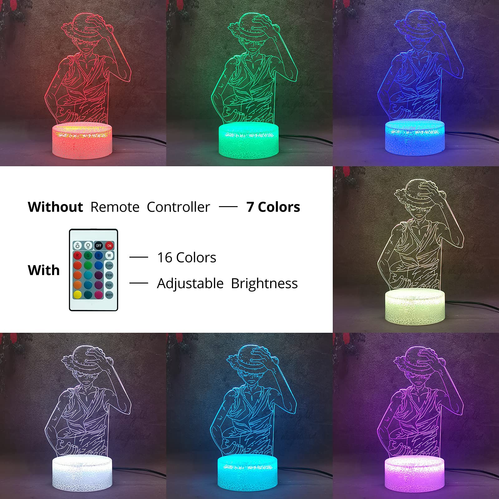Amazon | Yan-tech 日本キャラクター ワンピース ルフィ 3D LED ナイト