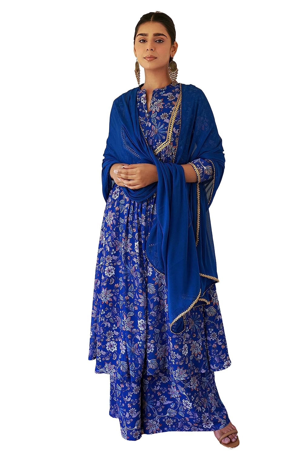 Janasya Women's Dark Teal Blue Georgette Digital Floral Printed Kurta with Palazzo and Dupatta - Review, Price and Buying Guide