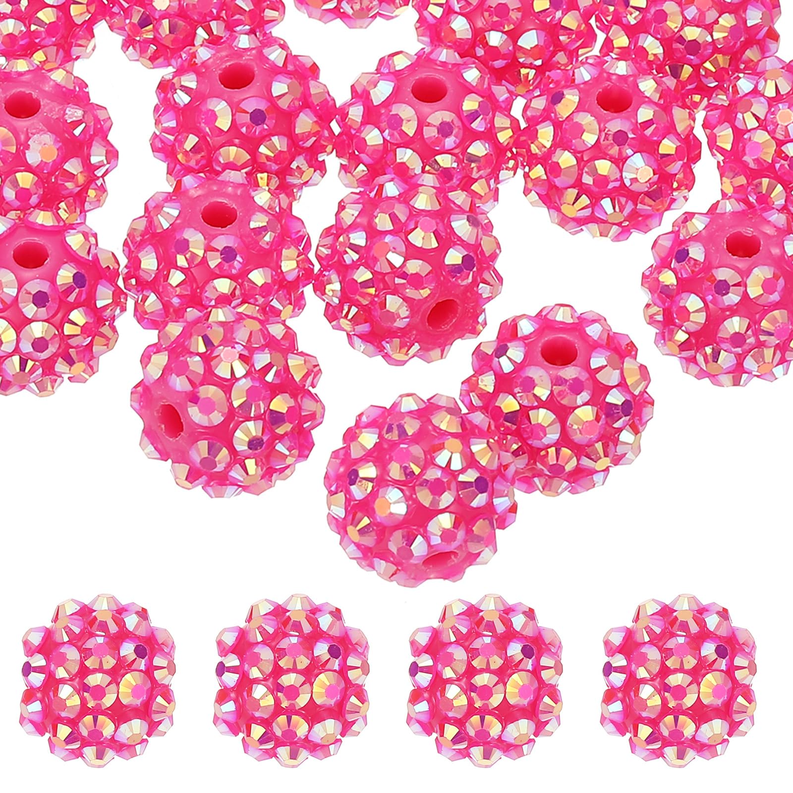 Perles de strass en résine 14 mm rose pour atelier bricolage DIY