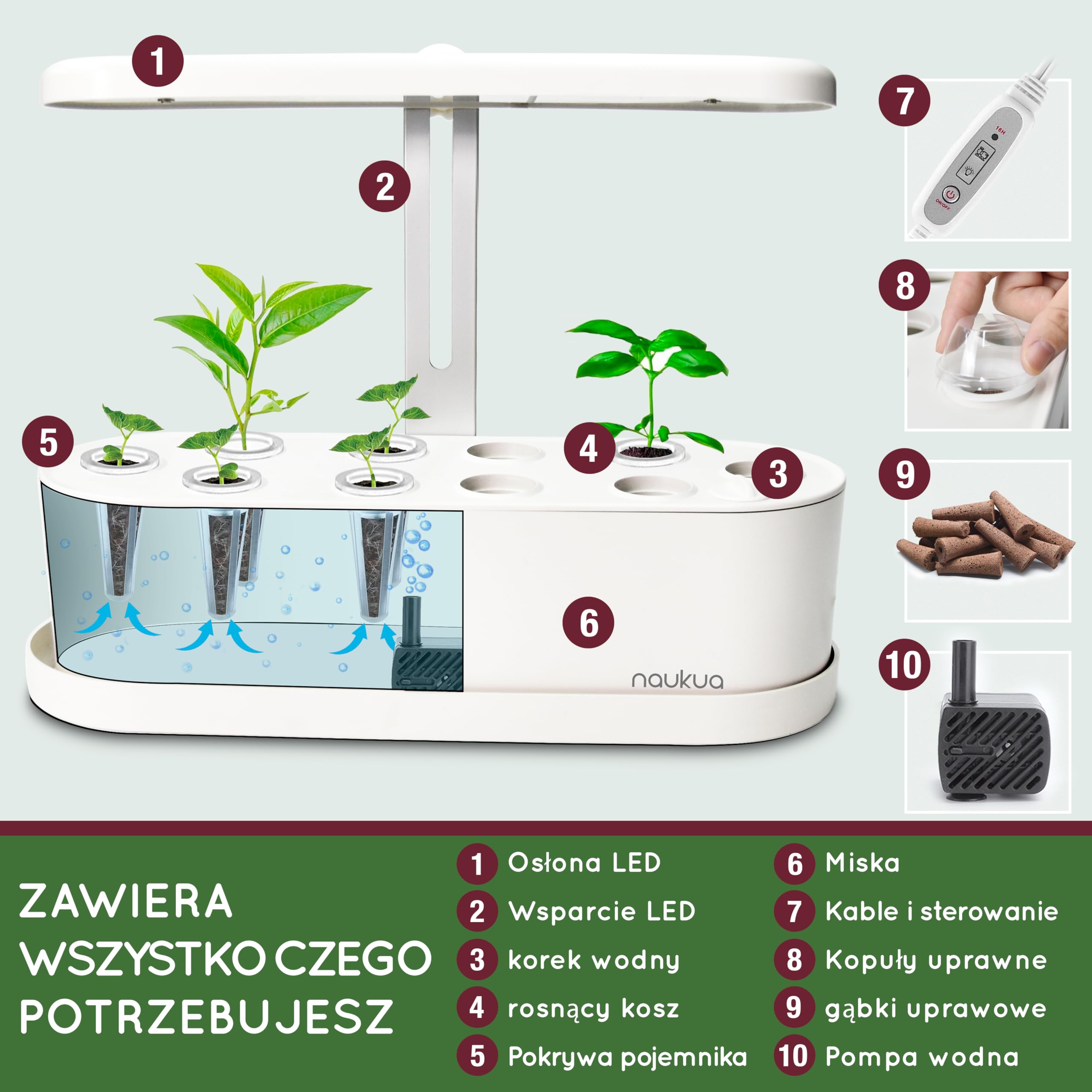 Hydroponiczny ogród warzywny - Inteligentny ogród gotowy do pchania z oświetleniem LED