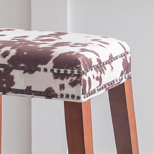 Miniatura 4 de Taburete de mostrador sin espalda con estampado de vaca marrón Harlow Linon Estampado de vaca café.,negro, (Black Cow Print),Gris