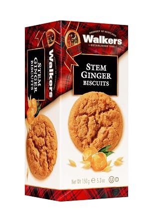 Walker's Shortbread Stem Ginger Cookies, Scottish Style Cookies, 5.3 Oz Box