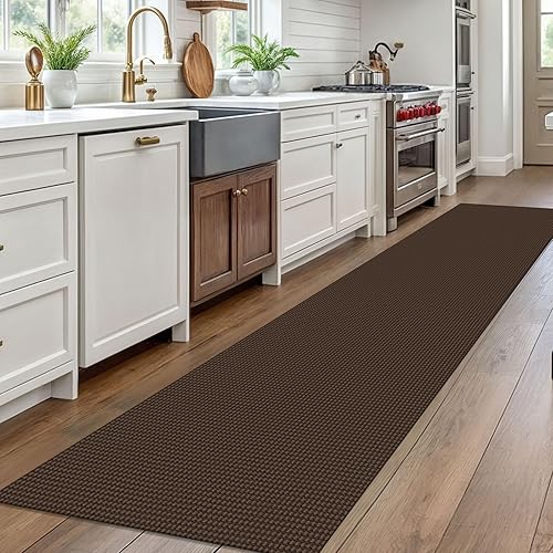 Vista 193 de EARTHALL - Tapete tejido lavable con parte trasera de goma, tapete trenzado de algodón antideslizante para interiores para entrada, pasillo, cocina