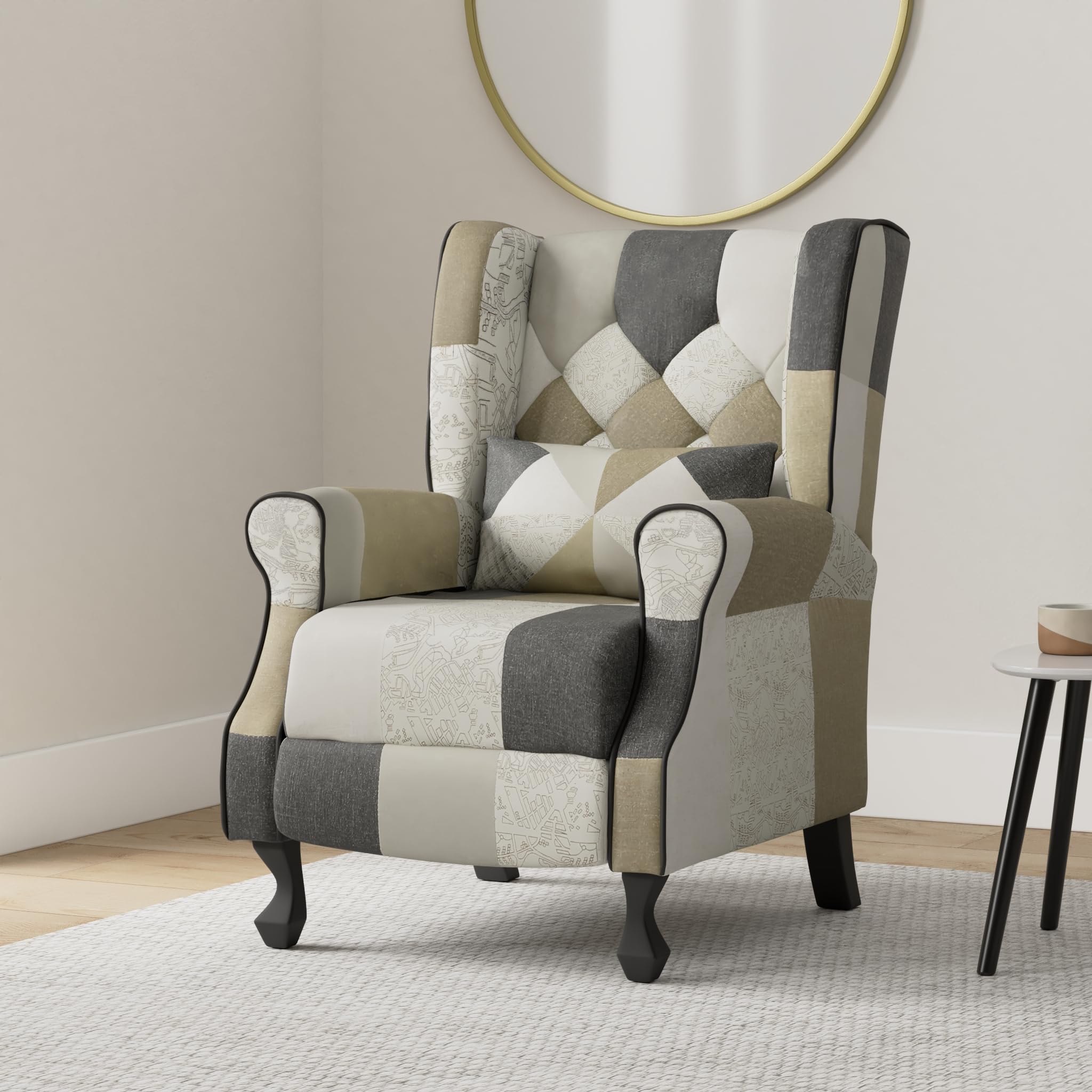 Totò Piccinni Poltrona Relax Reclinabile con Poggiapiedi Imbottita (Patchwork Elegant, Comfort)