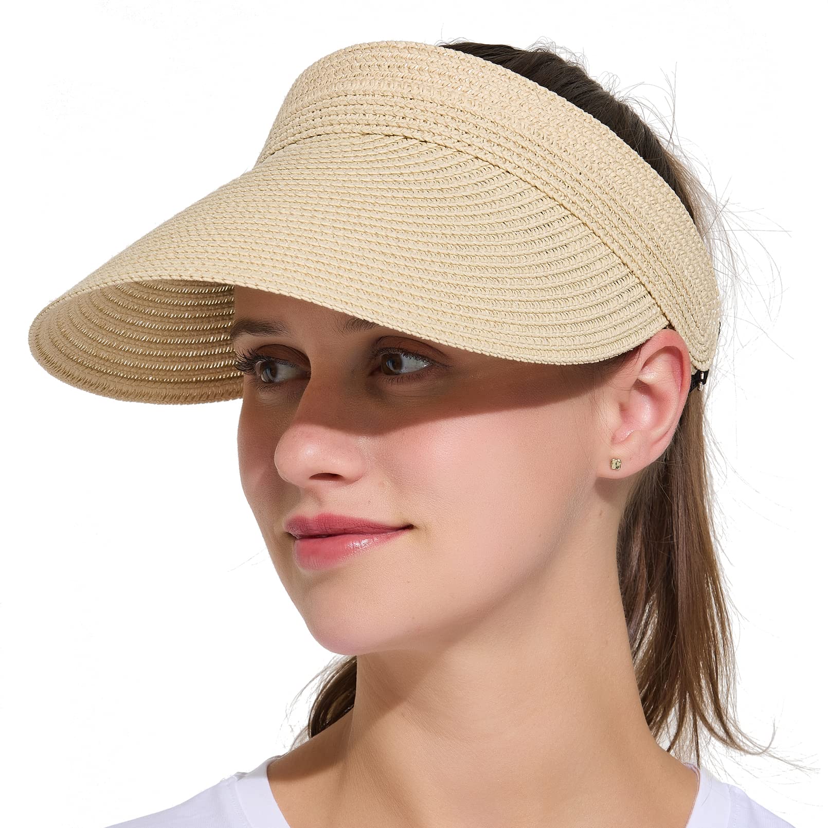 Straw Hat Womens Visor Cap FURTALK Sun Visor Hats For Women Wide