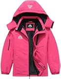 Kids Waterproof Ski Jacket Warm Winter Snow Coat Boys and Girls Fleece Hooded Snowboarding Jacket