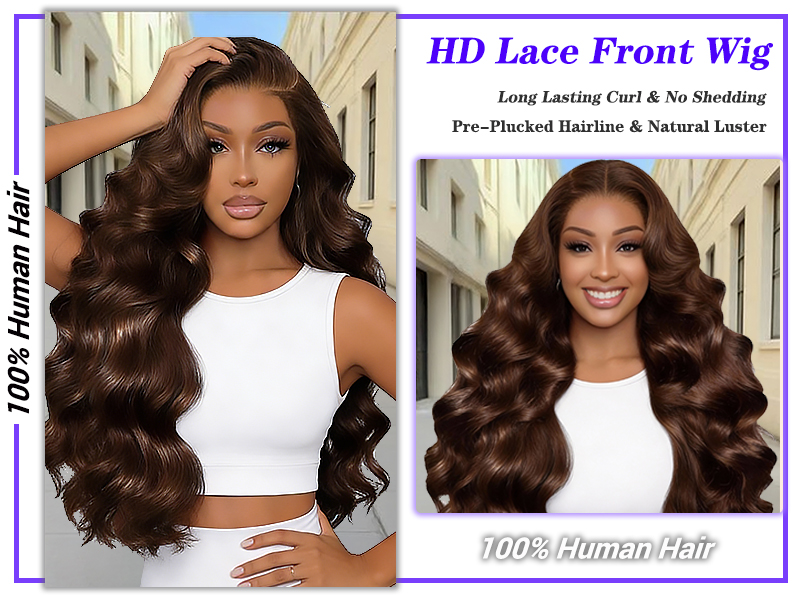 Amazon.com : A8 Chocolate Brown Human Hair Wig HD Lace Front Body