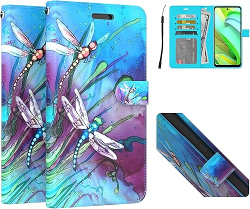 Funda para Moto G Power 5G 2023 y Moto G 5G 2023, funda tipo cartera de piel sintética, correa de muñeca y ranuras para tarjetas de crédito en