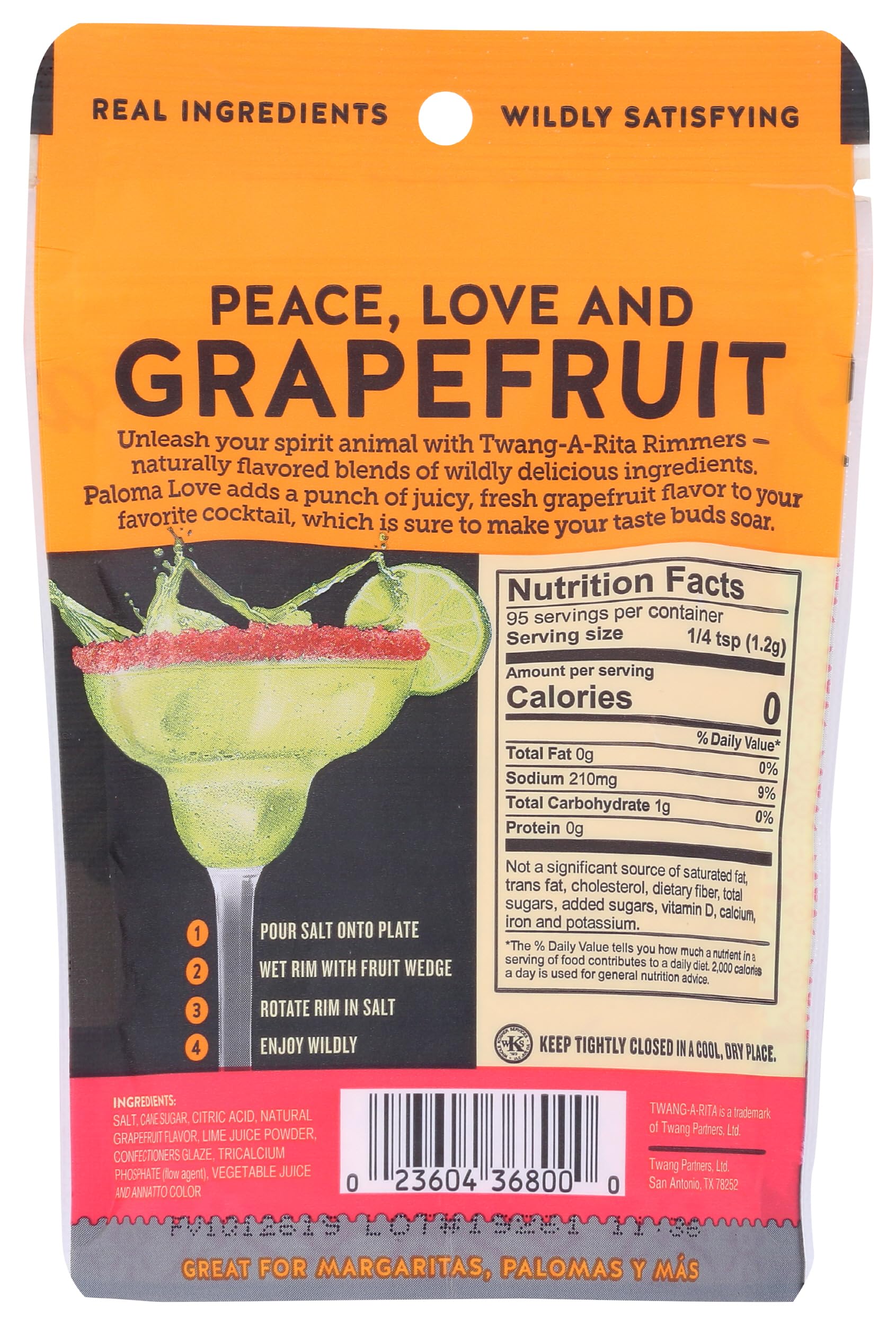 TWANG Paloma Love Grapefruit Rimming Salt, 4 OZ