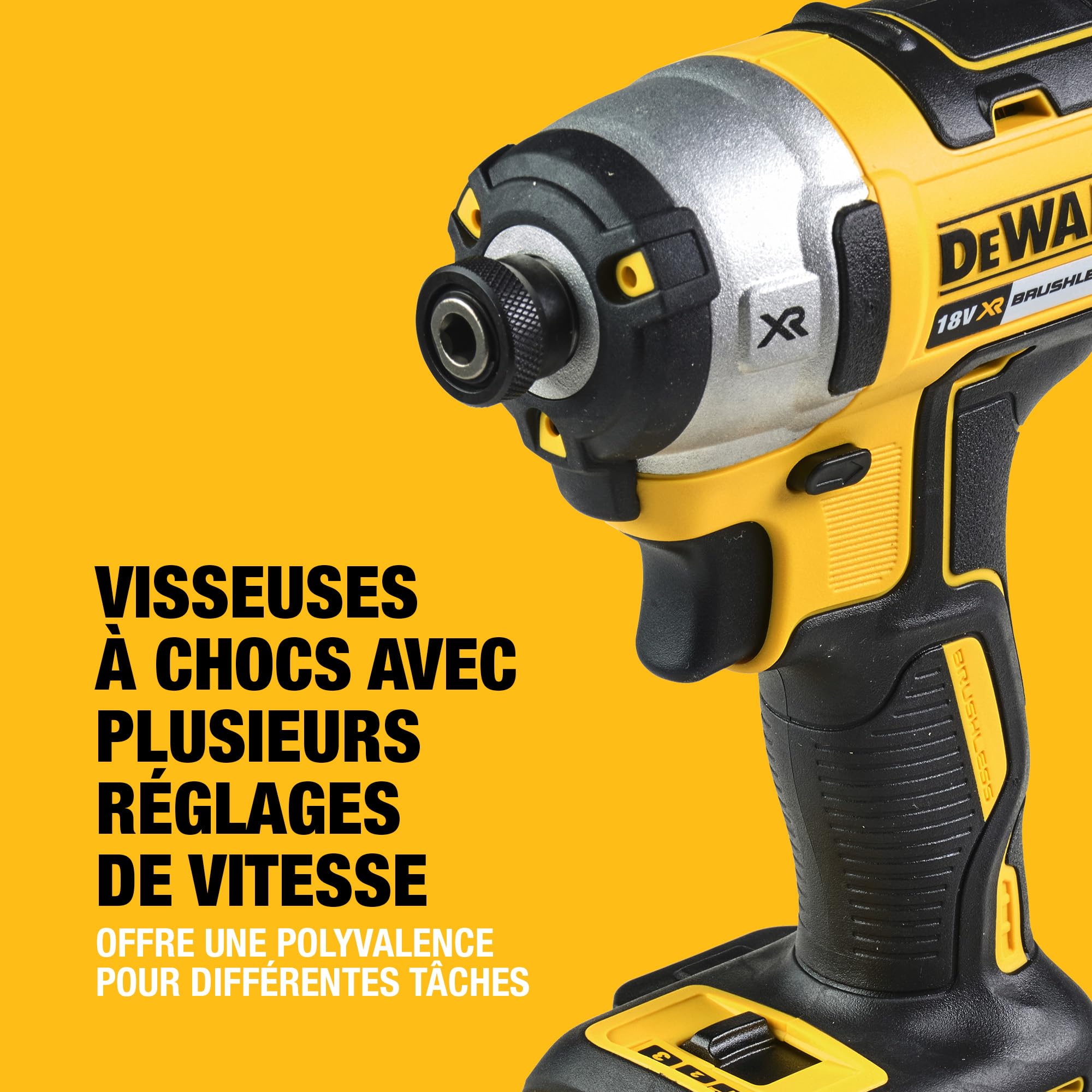 DEWALT Kit 4 Outils XR 18V Brushless Perceuse Visseuse à percussion Visseuse à chocs Meuleuse Perforateur 3 Batteries 5Ah Chargeur Coffrets TSTAK DCK422P3T-QW