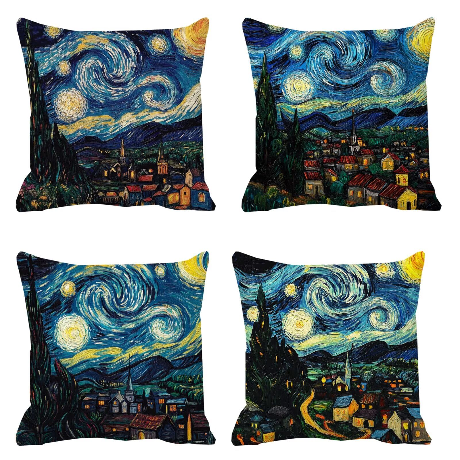 Juego de 4 fundas de cojín modernas e impermeables de 55 x 55 cm y 22 x 22 pulgadas, almohadas suaves para exteriores, patio, jardín, sofá, interior, sala de estar, cama y silla, decoración del hogar