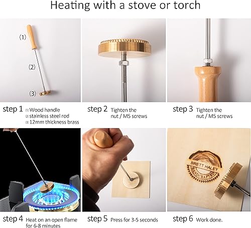 Miniatura 2 de STAMTECH Hierro de marca para madera  Sello de cuero de hierro personalizado duradero para marca de metal, sellos de boda, hierro de marca
