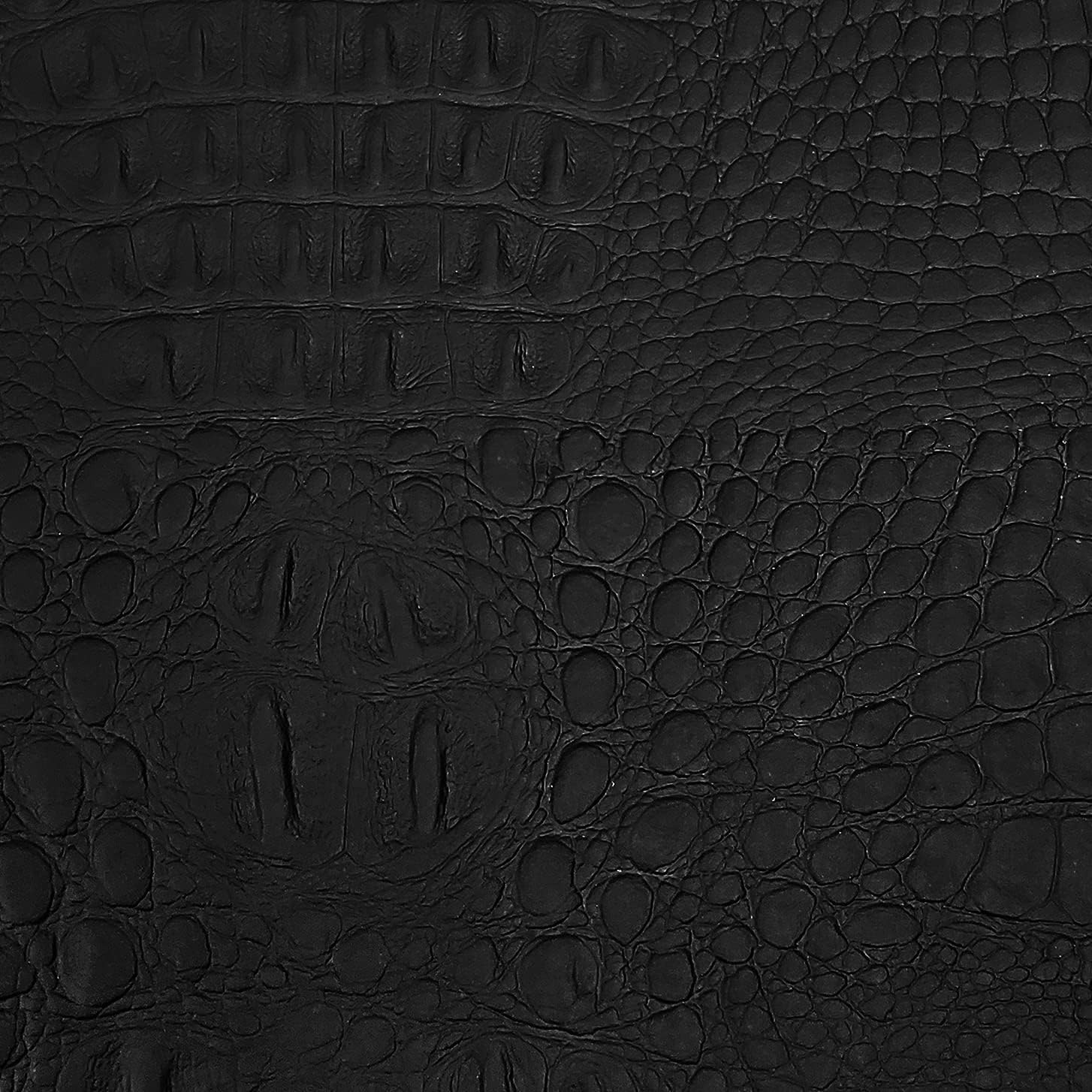 Vinyl Fabric Crocodile Gator Fake Leather Upholstery 54" Wide Sold by The Yard (Matte Black)