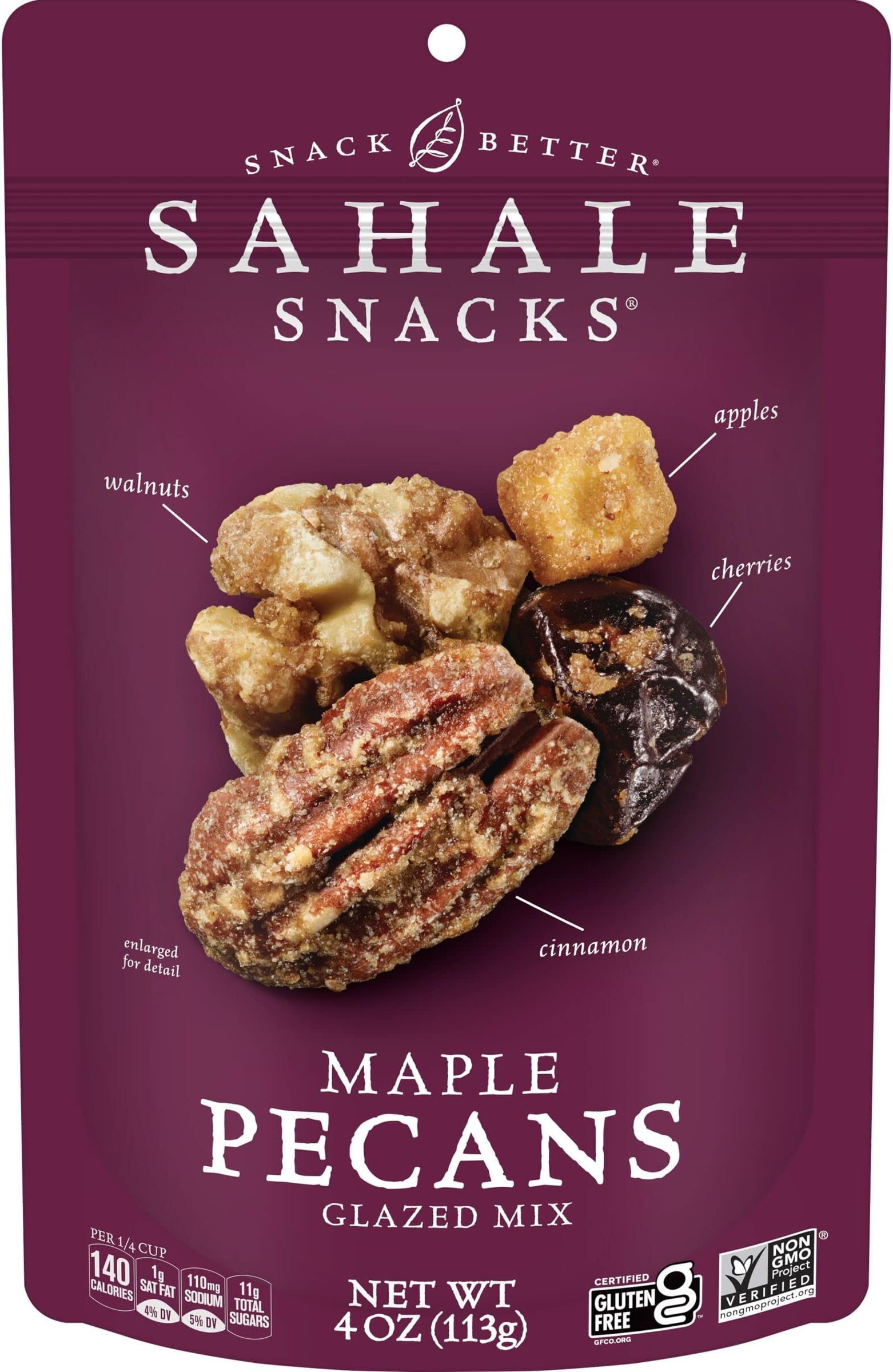 Sahale Snacks Maple Pecans Glazed Mix, 4 Ounces (Pack of 6)