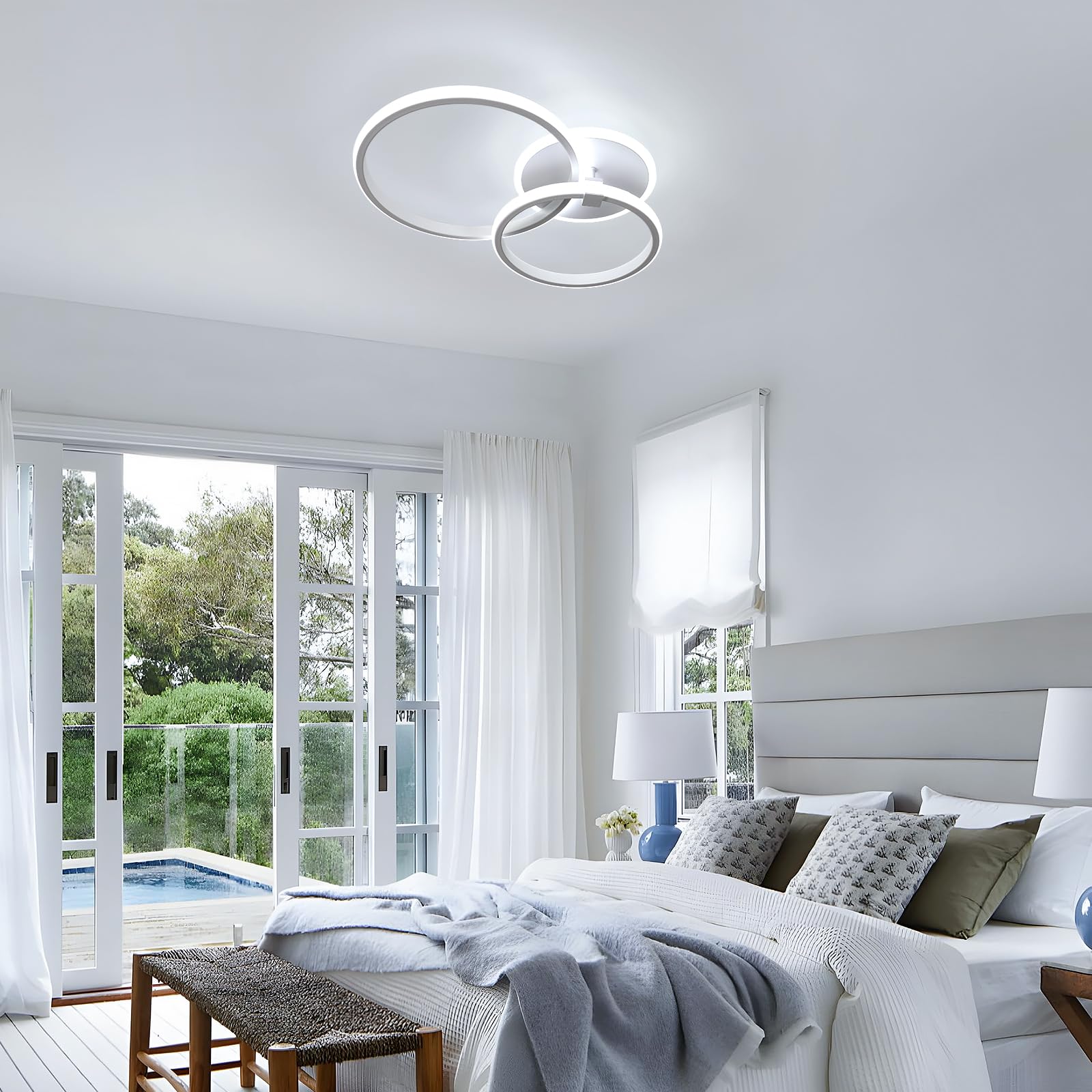 Comely Plafon LED Nowoczesny, 42W 4700LM Okrągły Design Oprawa Sufitowa LED, 6500K Zimna Biała Lampa Sufitowa Biała Do Sypialni, Salonu, Kuchni, Holu, Biura