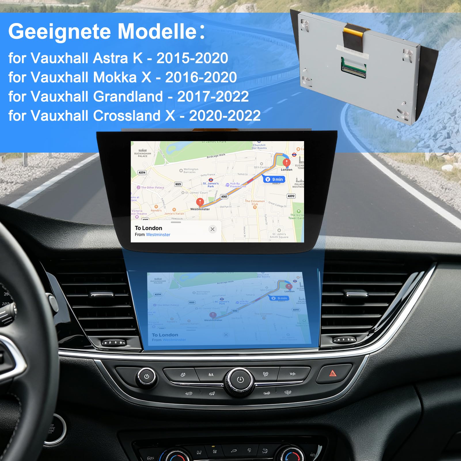 1 unidad de 8 pantallas LCD, para Opel Astra K 2016-2018 LQ080Y5DZ10 entrega de energía eficiente.