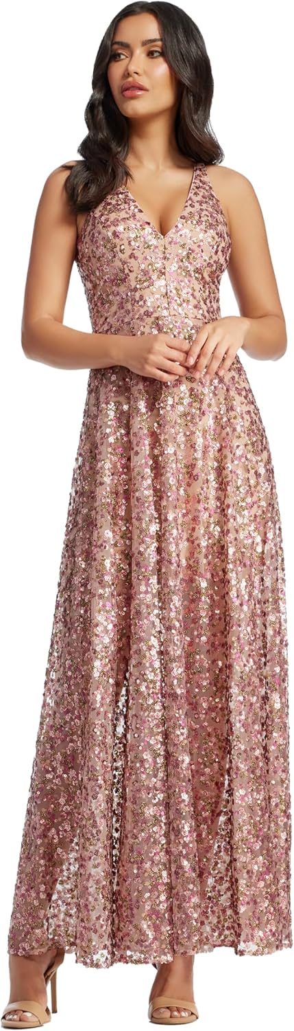 Dress The Population Women's Ariyah Fit and Flare Floor Length Dress