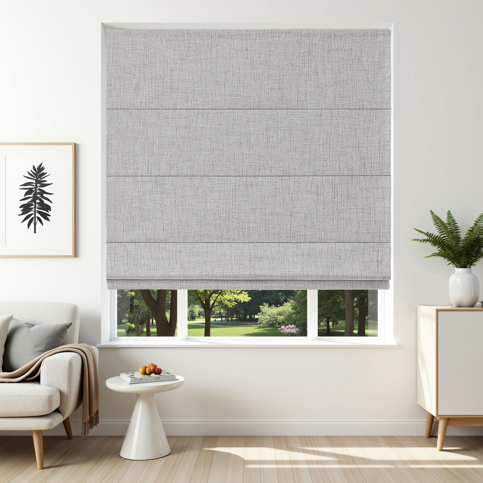 Photo 1 of Joydeco Roman Shades Linen 46"W x 75"H White