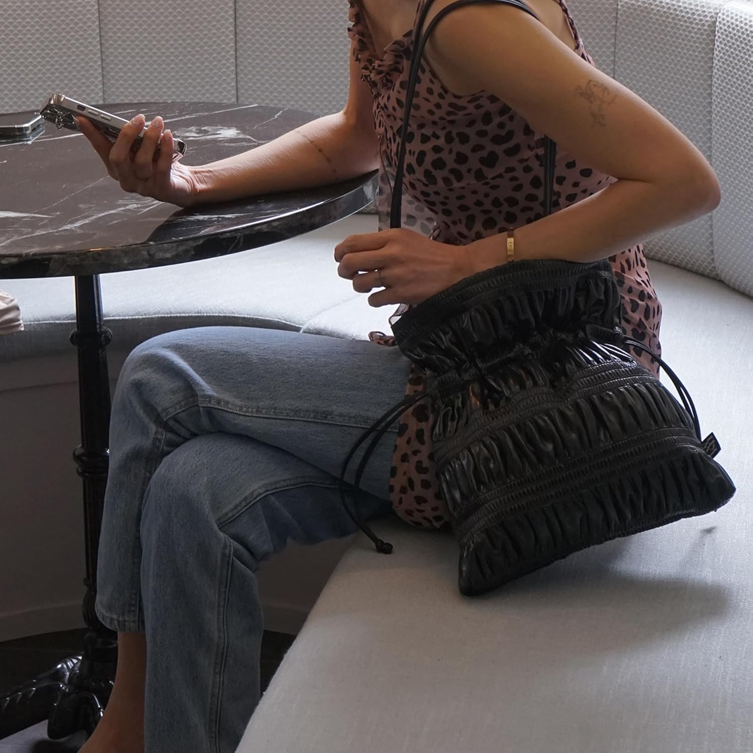 KWANI Crinkle Shoulder Bag for Women - Lightweight PU Leather Tote Bag, Casual & Chic Handbag for Work, Travel, Shopping - Image 7