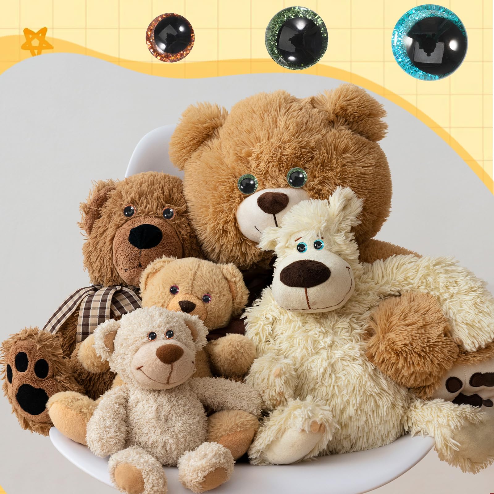 752 stuks veiligheidsogen voor gehaakte dieren, 5-12 mm, kleurrijke poppenogen en neuzen, ogen Amigurumi set, veiligheidsogen voor Amigurumi met sluitringen, voor amigurumi, pop, pluche dier